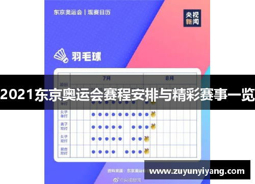 2021东京奥运会赛程安排与精彩赛事一览